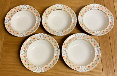 *** Set x 5 - Palissy Ware - Vintage Schüsseln / Geschirr - 17 cm Durchmesser ***