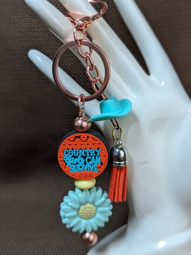 Beaded Keychain YOU PICK Pink Cowgirl, Country Girls, Be Kind, Cheetah Daisy - Picture 4 of 9