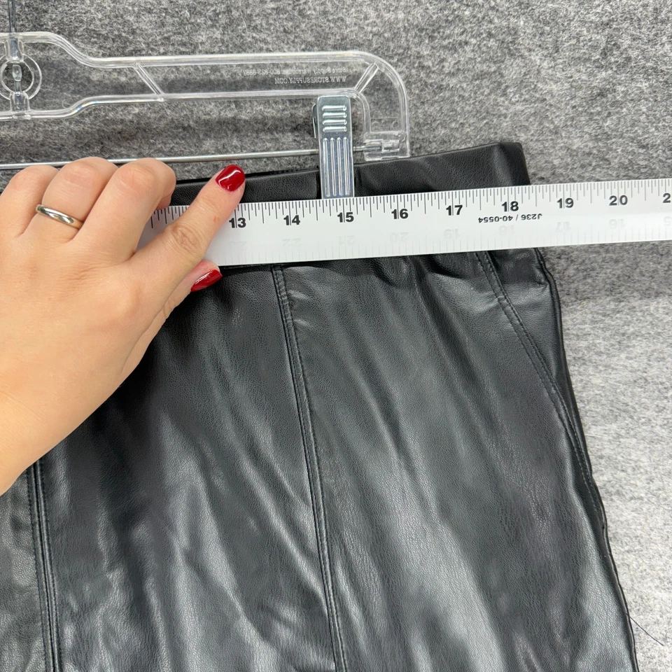 Falda Maurices Mujer 16 Cuero Negro Línea A Midi Tiro Medio Tirar Bolsillos Foto 3 de 4