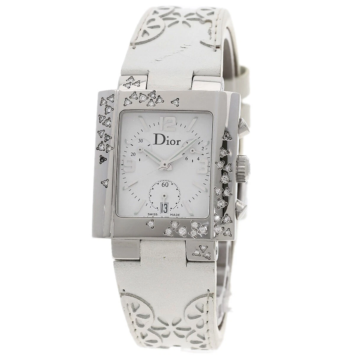Montres CHRISTIAN DIOR Riva lunette diamantée D81 101 acier inoxydable/cuir femmes