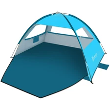 COMMOUDS 3 Person Beach Tent, Sun Shelter UPF 50+ Sunshade Canopy Sky Blue