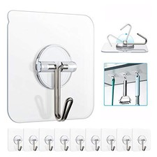 Adhesive Hooks Removable Wall Hooks 13 LB Ceiling Hook Transparent Seamless 10