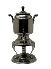 Antique Manning Bowman Co. Coffee Percolator Fuel Pot Art Deco Wood Handles 1920