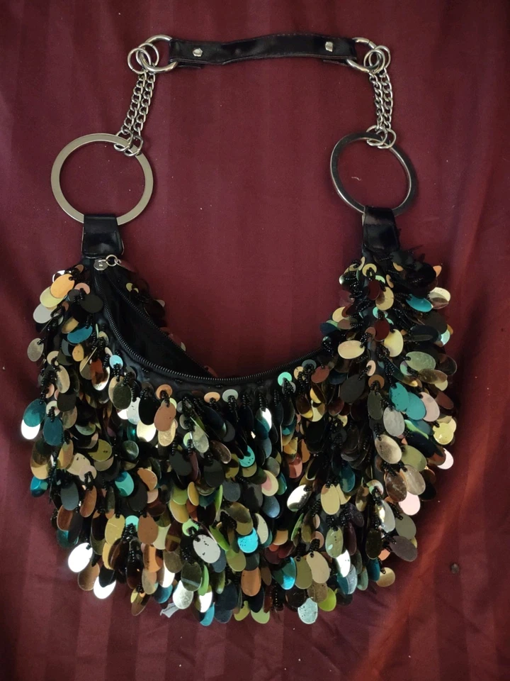 Cartera Lentejuelas Y2K Excelente Estado Dorado Plata Negro Púrpura Foto 2 de 3