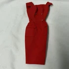 VTG 60s Mattel Barbie Red Sheath Dress Tagged Metal Snap Missing Button