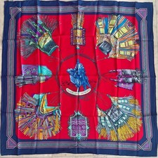 Used Herms / Carre 90 Cuirs Du Desert (Desert Necklace) Scar