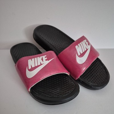 Nike Women s Pink White Swoosh Slide Sandals 343881-610 Size 7