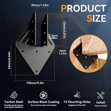 20pcs Black Hurricane Ties for Rafter 13-Gauge Hurricane Straps Fit 2x4