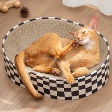 Cat Scratcher Cardboard2 in 1 Oval Cat Scratch Pad Bowl for Indoor Kitty Grin...