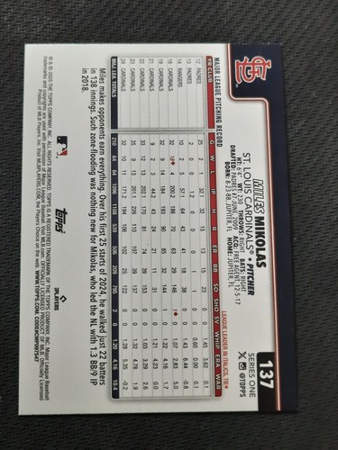 2025 Topps Series 1 Diamante #137 Miles Mikolas St. Louis Cardinals - Picture 2 of 9