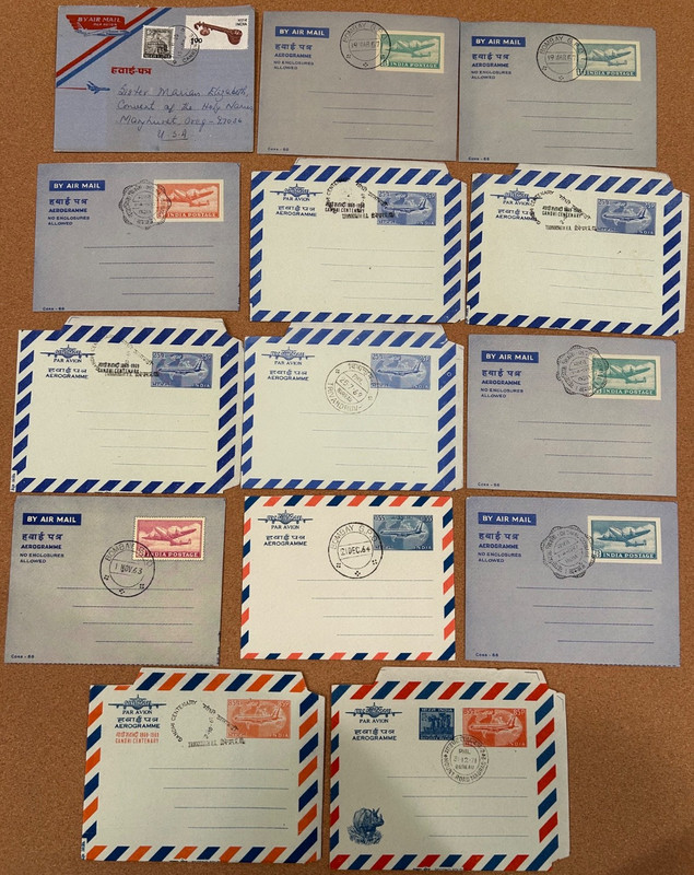 1959-1971 India Air Letter Aerogramme 14 Covers  including 4 Ghandi Centenary's