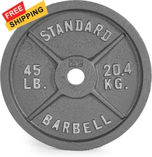 CAP Barbell 2-Inch Olympic Weight Plate | Multiple 45 lb - Single, Grey 