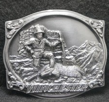XC03104 NOS VINTAGE 1970s  WINCHESTER  GUN MANUFACTURER PEWTER BELT BUCKLE