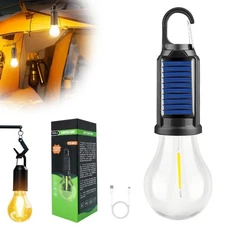 Solar Rechargeable Hooked Camping Light Outdoor Lights 3 Light Modes Tent Lights
