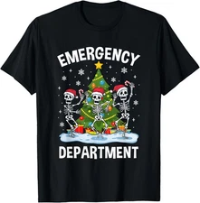 Emergency Department Christmas Holiday Skeleton Nurse Er Ed T-Shirt S-5XL