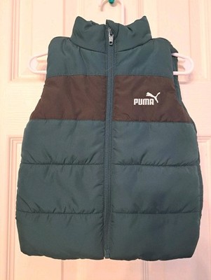Puma Little Boys Dark Green & Black Full Zip Puffer Vest Coat Size 2T NWOT