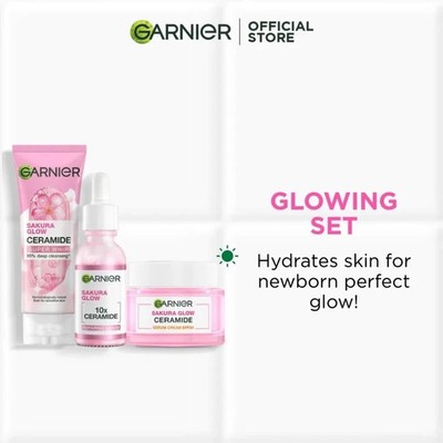 Garnier Sakura White Glow Facial Care Set with Hyaluronic Acid   Hydrating Skin