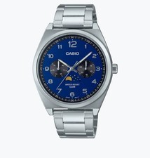 Casio MTP-M300D-2A Moon Phase Blue Dial Stainless Steel Men s Watch 50M