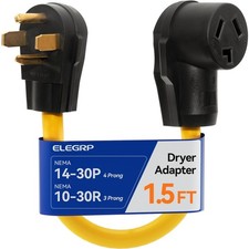 ELEGRP 1.5FT Dryer Adapter Cord, NEMA 14-30P to 10-30R, 4 Prong New House to ...