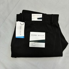 Perry Ellis Portfolio Dress Pants Mens 38x30 Black Slim Fit Performance Stretch