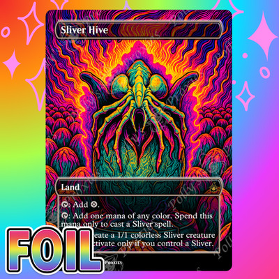 Sliver Hive FOIL Proxy Card with Custom Fantasy Metal Poster Art Design