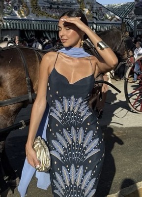 NWT Lady Pipa Gatsby Dress Size Medium $260 Blue Long