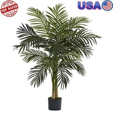4ft Artificial Golden Cane Palm Tree Home Office Decoration Lifelike Plant New