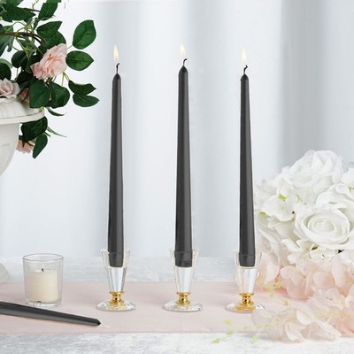 36 Black Premium 10'' Taper Candles Unscented Dinner Party Wedding Decorations