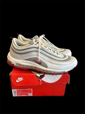 3237) Nike Air Max 97 Silver White Bullet Red DM0027-100 Men s Size 11.5