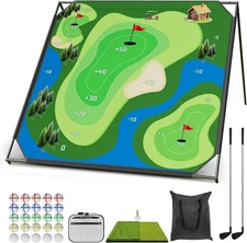 NAIZEA 2 in1 Battle Golf Chipping Game with 59”x59” / 80”x80” Large Chipping Mat