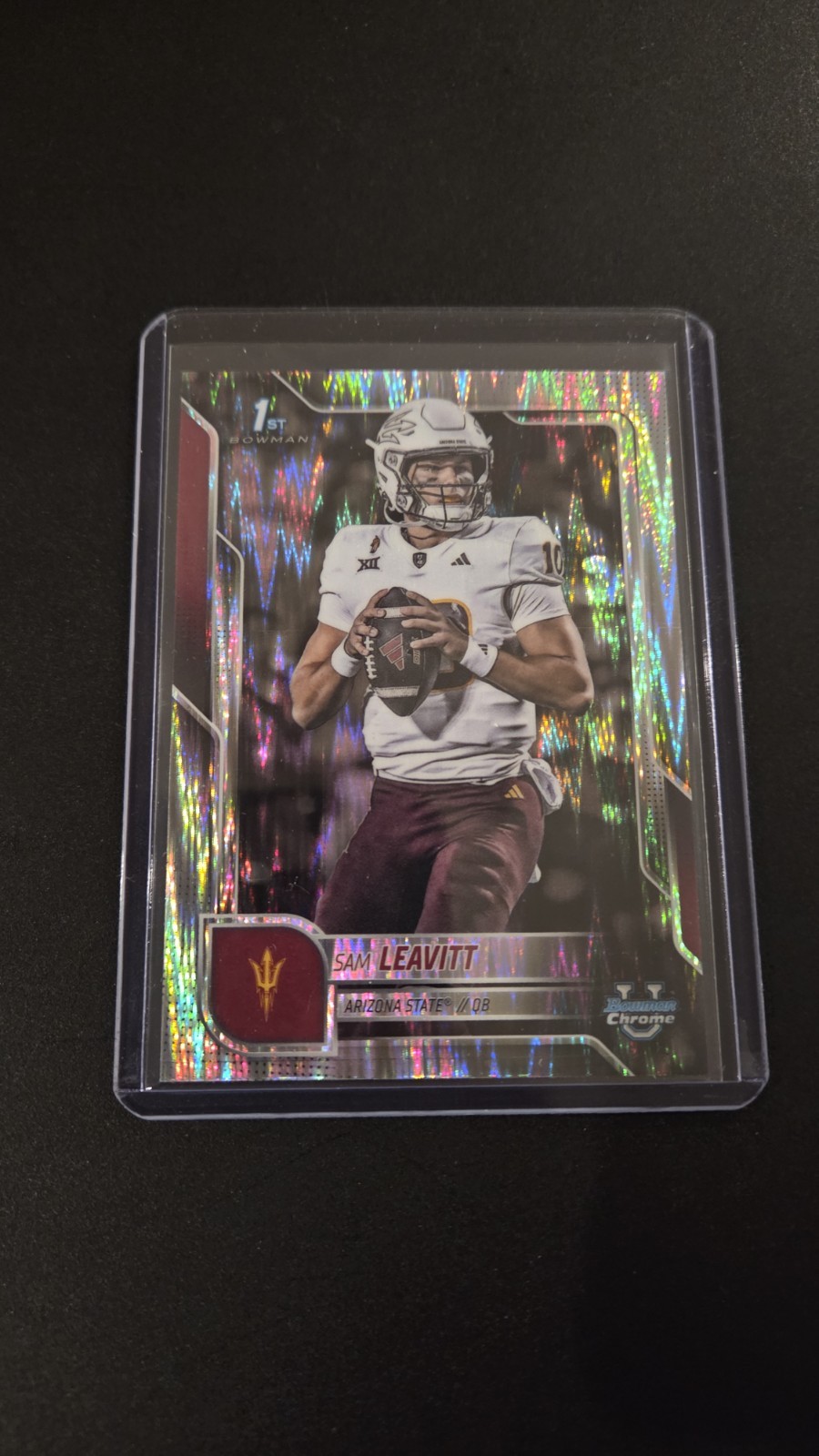 2025 Bowman University Chrome 1st Sam Leavitt Stealth Refractor ASU