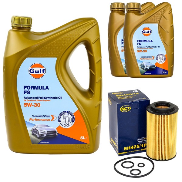 MotoröL Set Gulf Formula FS 5W-30 7 Liter + ÖLfilter FüR Opel Frontera B-image