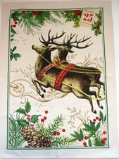 Reindeer Christmas Tea Dish Towel - Dec 25th - Michel Design Works