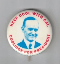 Calvin Coolidge Keep Cool With Cal Farrell's Ice Cream fantasy political button