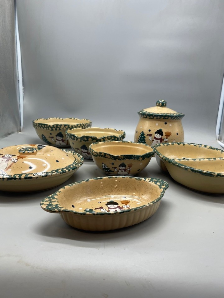 ABC distributing Christmas dishes set of 7 plus 2 lids snowman tree ...