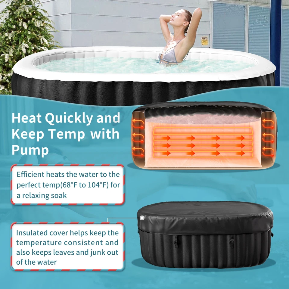 Begonia.K Spa Whirlpool 1800W In-Outdoor Pool 2 Personen Mit 100 LuftdüSen 550 L - Bild 3 von 4