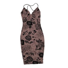 Windsor Floral Bodycon Dress Mauve Black Print XS Y2K Whimsigoth Romantic