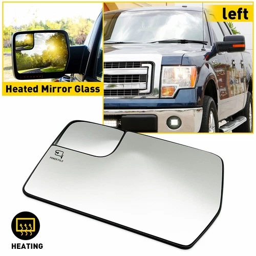 Left Heated Replacement Driver Side Mirror Glass Fit For 15-20 Ford F150 Pickup