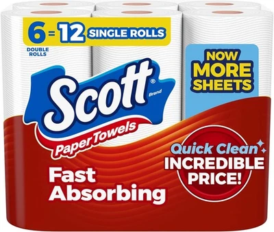 NEW Scott Paper Towels Bulk 60 Regular Rolls 30 Double Rolls 2 Packs of 15 White