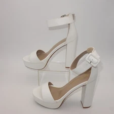 NEW Dream Pairs Women's 6 Hi Lo Ankle Strap Open Toe Chunky Platform Heels White