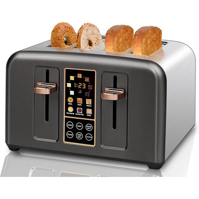 6 Bread Selection,Toaster 4 Slice, Stainless Toaster LCD Display &Touch Buttons,