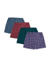 Fruit of the Loom Men's Premium Woven Plaid Boxers, Assorted 4 Pack