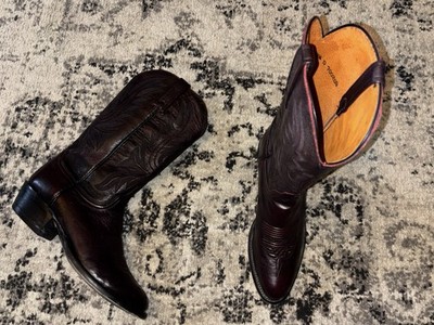 Lucchese Cowboy Boots Mens Size 8.5 D Black Cherry Gavin Calf