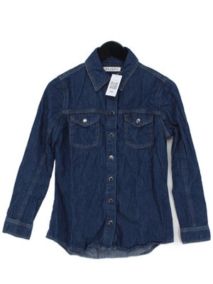 Baukjen Damen Shirt UK 6 Blau 100% Baumwolle Langarm Kragen Basic