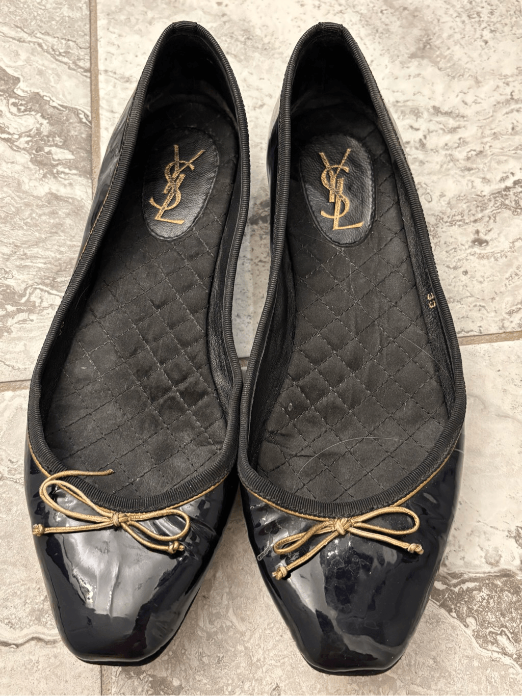 SAINT LAURENT Ballerine quasi nuove YSL in vernice $795 taglia 38 7 5