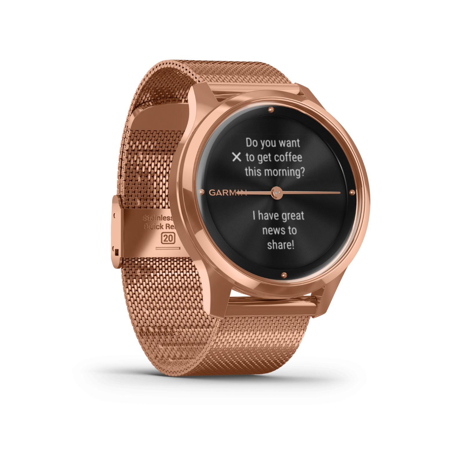 Garmin Vivomove Luxe Rose Gold 18K Smartwatch with Fitness Tracking GPS Calorie Monitor-image