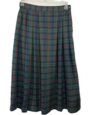 Bechamel Skirt M Green Tartan Plaid Midi Skirt Elastic Waist Christmas VINTAGE