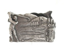 Pewter Golf Course Business Card Holder