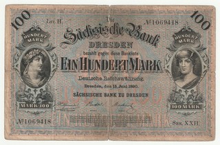 100 Mark 1890 Sachsen.