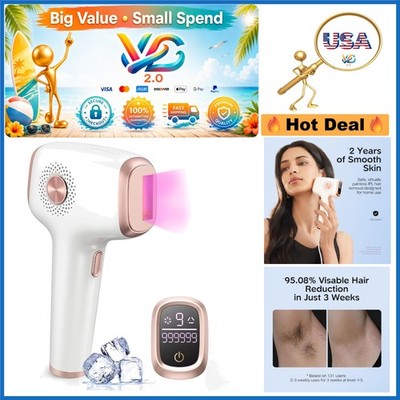 IPL Hair Removal Device for Women Rose Gold 999,999 Flashes Painless